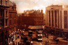 Elevated view of Market Place and Angel Street, from High Street. Burton Montague Ltd., tailors