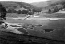 Ladybower Reservoir, ruins of St. James and St. John's Church in distance Ladybower Reservoir, ruins of St. James and St. John's Church in distance