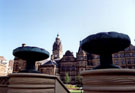 Fountains in the Peace Gardens, Town Hall in background Fountains in the Peace Gardens, Town Hall in background
