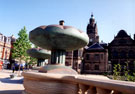 Fountains in the Peace Gardens, Town Hall in background Fountains in the Peace Gardens, Town Hall in background