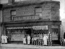 H.L. White, grocers, probably Nos. 90, 92 and 94, London Road, with John Arthy third from left who later became a restaurant manager for Arthur Davy, Fargate and Haymarket