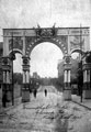 Decorative arch on Glossop Road to celebrate the royal visit of Edward VII and Queen Alexandra