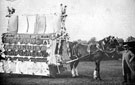 B and C Co-operative Laundry's horse drawn float in the grounds of Senior's farm (Hartley House) ready for the Hospital Parade, field later became Co-op Sports Ground