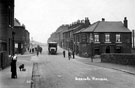 The first day of the first bus service to Low Wincobank outside the Foundry Arms (R. Bocking licensee), Barrow Road with the junction of Newman Road, Low Wincobank