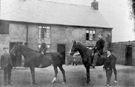 Ellis's Farmhouse , Hatfield Houses, (later No. 147 Hatfield House Lane) top of old lane now Molineaux Road, George Ellis ( horse on the left), William Edward Ellis (horse right), father William Ellis standing at the left of picture