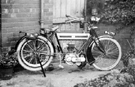 Trumph Motorbike in the yard of 1 Jedburgh Street, Wincobank, probably belonging to one of the Maycock family Trumph Motorbike in the yard of 1 Jedburgh Street, Wincobank, probably belonging to one of the Maycock family