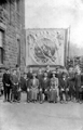 Meadowhall Primitive Methodist Church, Whitsuntide Parade Banner, seated centre W.C. Maycock, eldest son Eddie (edge of bench left) with Bert Maycock in the bowler hat holding right hand pole of the banner Meadowhall Primitive Methodist Church, Whitsuntide Parade Banner, seated centre W.C. Maycock, eldest son Eddie (edge of bench left) with Bert Maycock in the bowler hat holding right hand pole of the banner