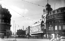 Town Hall Square looking towards Barker's Pool, Wilson Peck, Cinema House and City Hall, right, Town Hall Chambers, left, Nos 66,68 and 70, Leopold Street, A. Wilson Peck and Co. Ltd., Music Warehouse, right Town Hall Square looking towards Barker's Pool, Wilson Peck, Cinema House and City Hall, right, Town Hall Chambers, left, Nos 66,68 and 70, Leopold Street, A. Wilson Peck and Co. Ltd., Music Warehouse, right