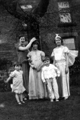 St. Bartholomew's Church (Burgoyne Road), first May Queen, organised by Dorothy Bentley, photographed at Carr Road, Walkley, group includes Joyce Hulett, Geoffrey Hulet, Evelyn Carnell, Willetta Scholes and Frankie Rabjohn