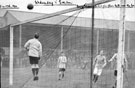 Berry, Everton's outside right places the ball over the bar, Sheffield Wednesday v Everton