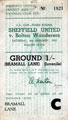 Ticket for the F.A. Cup-Third Round, Sheffield United v Bolton Wanderers at Bramall Lane