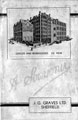 Front cover from a souvenir booklet by J.G. Graves Ltd., mail order suppliers, showing Westville offices and warehouses, south east view, Durham Road/Glossop Lane Front cover from a souvenir booklet by J.G. Graves Ltd., mail order suppliers, showing Westville offices and warehouses, south east view, Durham Road/Glossop Lane