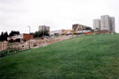Demolition of flats at Norfolk Park. Maisonettes on Samuel Road, left