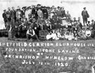 Sheffield Clarion Clubhouse Ltd. foundation stone laying by 'Archbishop' (old) Bill Munslow
