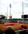 Kate Staples (alias Zodiac from tv's Gladiators) attempting a height in the Womens Pole Vault, AAA's Championships, Don Valley Stadium eventual winner with 3m 65 a British and Commonwealth Record