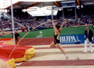 Neil Winter at 'take off' in the Mens Pole Vault, McDonalds Games Athletics Meeting, DonValley Stadium