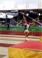 Reigning Olympic Champion Jean Galfione, France warming up for the Mens Pole Vault, Securicor Games, Don Valley Stadium