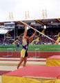 Okkert Brits, South Africa warming up in the Mens Pole Vault, Securicor Games, Don Valley Stadium