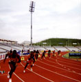 Start of the 200m at the G.R.E. Cup Final, Don Valley Stadium Start of the 200m at the G.R.E. Cup Final, Don Valley Stadium