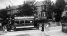 Nether Edge Tram Terminus and double deck electric tram, Nether Edge Road, Machon Bank Road in background Nether Edge Tram Terminus and double deck electric tram, Nether Edge Road, Machon Bank Road in background