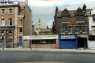 Attercliffe Road showing Nos. 747 - 749 Royal Bank of Scotland; 751, W. Pierrepont, green grocers; 755 Attercliffe Book Sales and Exchange with Christ Church Sunday School in the background