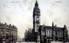 View: v02807 Town Hall and Jubilee Monolith, Town Hall Square with The Albany Hotel (left) looking towards Surrey Street