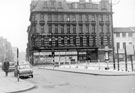 Thomas Furniss (Sheffield) Ltd., Nos. 73 - 75 Norfolk Street, wholesale merchants and grocers,at the junction with Arundel Street taken from the junction with Norfolk Row and the entrance to the car park between Norfolk Street and Tudor Street