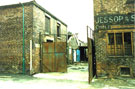 Derelict former premises of Jessop and Smith, cutlery forger and Alex Downing, Co. Ltd., manufacturing silversmiths and cutlers, Trafalgar Engineering Works (right), Devonshire Lane