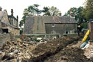 Hall Farm Cottage, No. 156 Hollow Lane, Mosborough under renovation with Mosborough Hall in the background