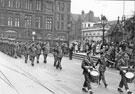 Wing Commander Ken A. Mummery, R.A.F. Norton saluting the Lord Mayor outside the Cathedral during the Battle of Britain Day March