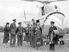 Helicopter rides, Battle of Britain Day, R.A.F. Norton, (l. to r.) Sally; A.O.C. J.G. Weston;Wing Commander Ken A Mummery greeting the Lord Mayor J. Curtis and Lady Mayoress