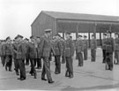 Air Vice-Marshall J.G.W. Weston, Air Officer Commanding 90 Group; Wing Commander Ken A Mummery (3rd from extreme left), R.A.F. Norton during A.O.C.'s Inspection 1955
