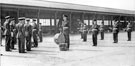 Air Vice-Marshall W.E.Theak, Air Officer Commanding 90 Group inspecting the Regimental Band, R.A.F. Norton 1953