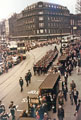 View: v03386 1st Battalion The York and Lancs Regiment, parade down High Street after presentation of  their new Colours by Right Hon. The Earl of Scarborough also showing Cole Brothers, department store, 'Coles Corner' in the background
