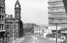 Court House (formerly the Old Town Hall) and Castle Market (right), Waingate looking towards Tennant Brothers Ltd., Exchange Brewery from Haymarket