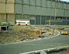 Construction of Moor Foot roundabout showing (top left) the electricity sub station, Moore Street 