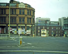 Derelict Needham Engineering Co. Ltd., former premises of Yorkshire Motor Car Co. Ltd. (one of the first buildings to have a vehicle lift, the lift house is visible on the roof), Townhead Street and No 10, Pinfold Street  with Townhead Street Fla