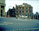 Derelict Needham Engineering Co. Ltd., former premises of Yorkshire Motor Car Co. Ltd. (one of the first buildings to have a vehicle lift, the lift house is visible on the roof), Townhead Street and No 10, Pinfold Street  