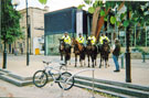 Mounted police outside The Winter Garden, Surrey Street with The Graduate public house (No. 94)in the  background  on the left