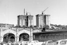 View: v03590 Claywood Flats under construction from Sheffield Midland railway station forecourt, Sheaf Street