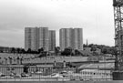 Claywood Flats from Sheaf Street showing (centre) the Sheffield Midland railway station forecourt