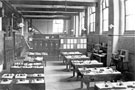 Woodwork Room, Morley Street School set out for a celebration possibly the end of WWI