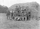 Construction workers building the Brushes Estate including William Johnson Coulthard fom Longtown, Cumberland (not identified) with R Batey, plumber  second from right at the back