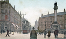 Moorhead, looking towards Pinstone Street, with the Crimean Monument on the right in front of the Public Benefit Boot Company