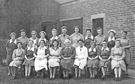 Canteen staff at W T Flather Ltd, Sheffield Road,  Tinsley, 1948/49, outside the canteen