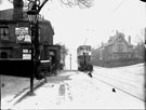 Millhouses Tram Terrminus, Abbeydale Road South. Archer Road and shop belonging to Charles P. Taylor, left Millhouses Tram Terrminus, Abbeydale Road South. Archer Road and shop belonging to Charles P. Taylor, left