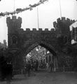 Decorative arch on Blonk Street for the royal visit of Queen Victoria