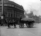 Jubilee Monolith, Town Hall Square, looking towards Leopold Street. Premises of Johnson and Appleyards Ltd., cabinet makers, left Jubilee Monolith, Town Hall Square, looking towards Leopold Street. Premises of Johnson and Appleyards Ltd., cabinet makers, left