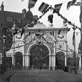 Royal visit of Queen Victoria, decorative arch, Pinstone Street