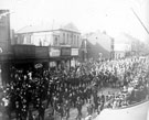 Lifeboat procession, South Street, Moor. South Street United Methodist Church, in background